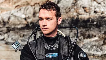 Photographer and marine biologist, Jake Davies, in diving gear