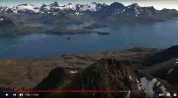 Screenshot of the film mid-edit with spectacular aerial footage over South Georgia