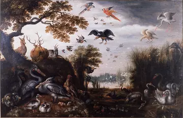 'Dodo in landscape with animals', Roelandt Savery painting