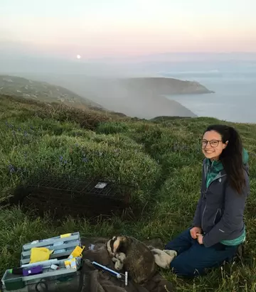 Verity Miles with a badger