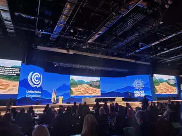 An audience listening to COP27 negotiations in Egypt