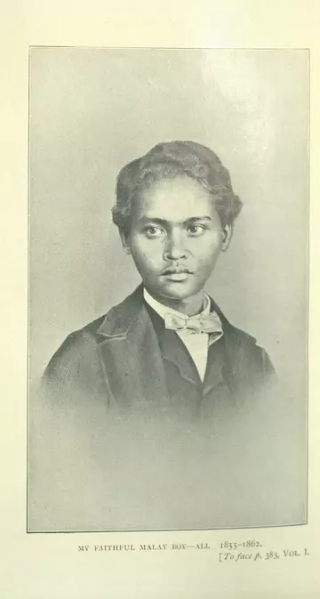 'My faithful, Malay boy - Ali. 1855-1862.'