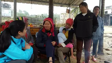 Caption: Heidi conducting interview surveys in villages near Bawangling in local village communities. Residents of these communities, located inside and near the national park, are predominantly of Li or Miao ethnicities. 