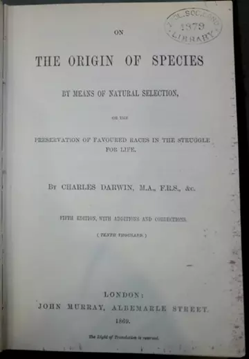 ZSL's fifth edition of On the Origin of Species.