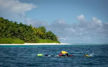 A person swimming in the sea