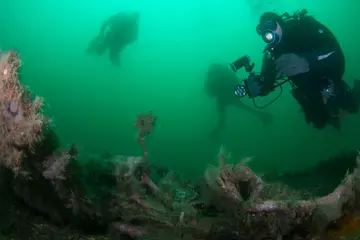 Jack diving with an underwater camera