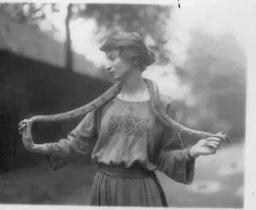 Joan Procter holding a snake
