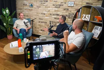 Ben Fogle Chris Van Tulleken Dan Simmonds podcast recording in studio