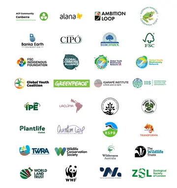 The logos of the signatories for Strengthening Rio Convention Synergies