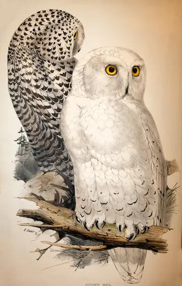 An illustration of a snowy owl