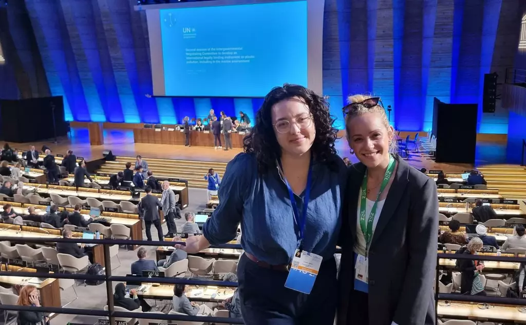 Bethan Laughlin and Shauna Young at INC-2 negotiations for a Global Plastics Treaty