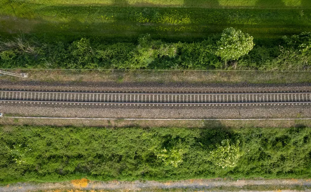 Aerial view of railway tracks