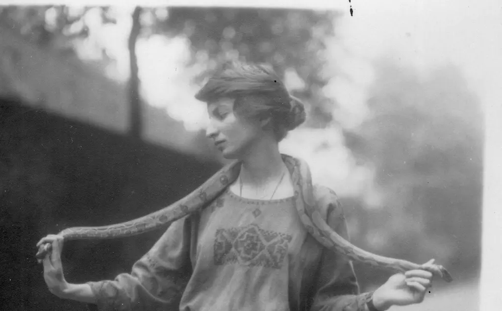 Joan Procter holding a snake