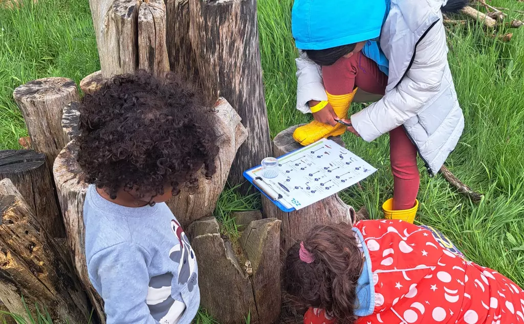 Young children on a minibeast hunt
