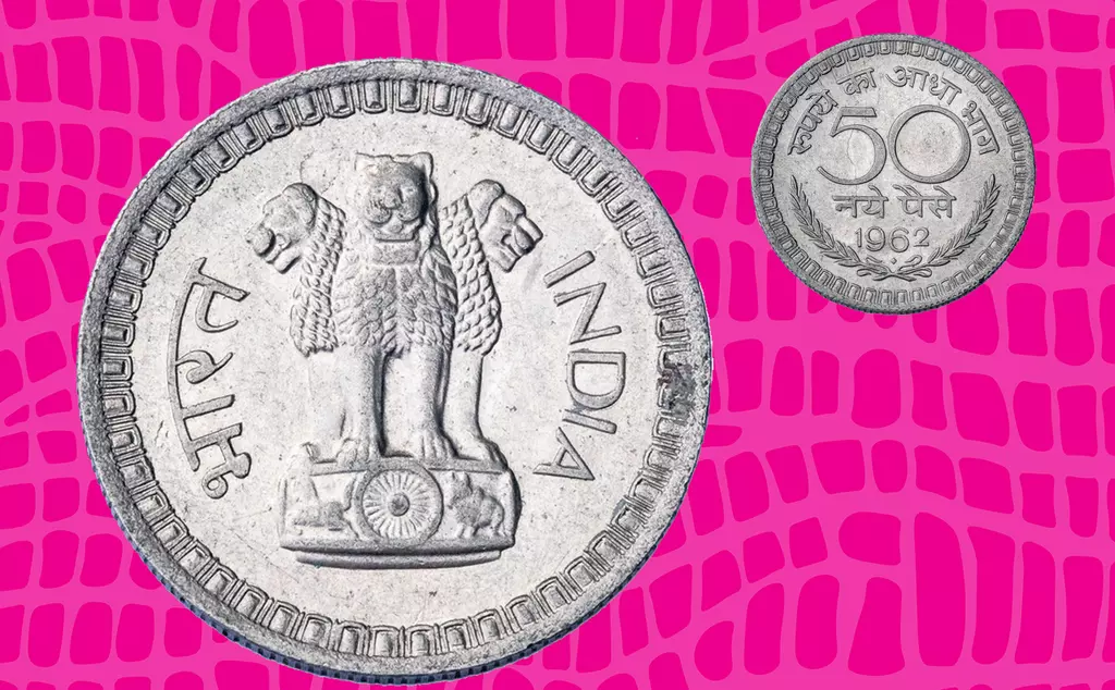 60s rupee lions coin art