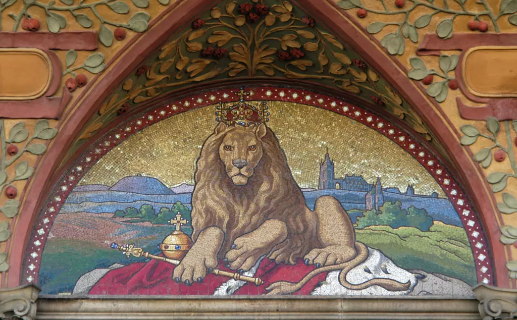 Bohemian lion mosaic in prague