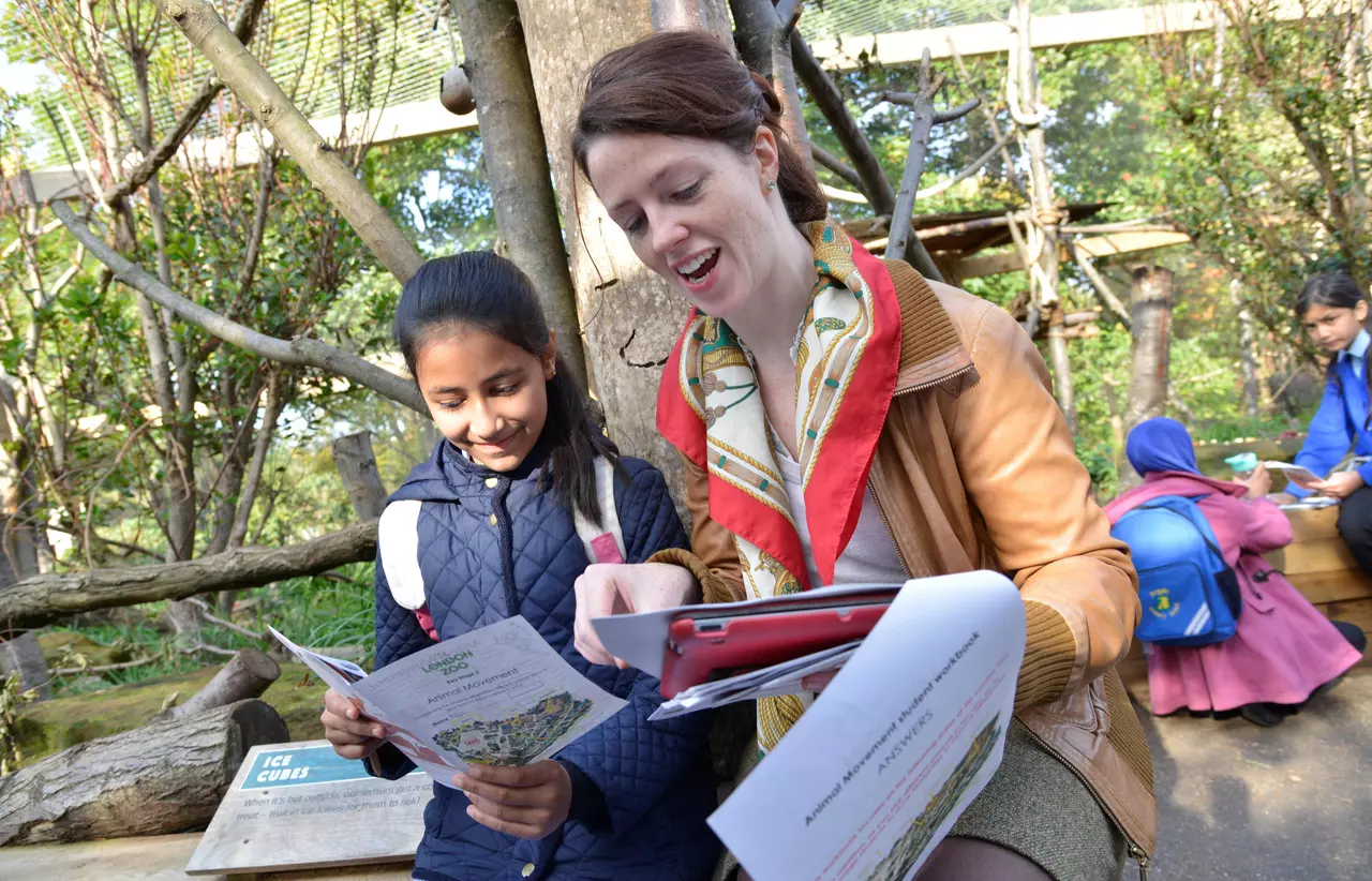 School child discussing animals at London Zoo with a teacher during educational visit (C) ZSL.jpg
