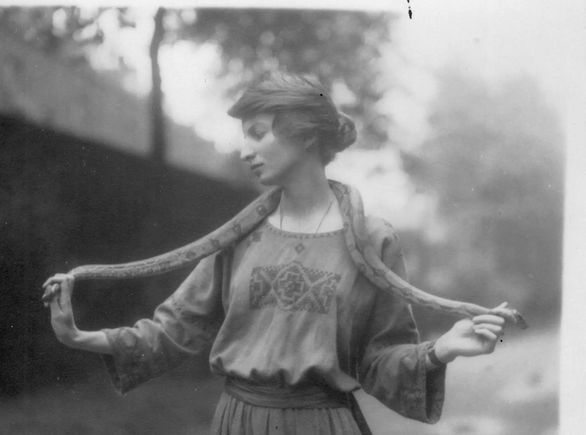 Joan Procter holding a snake
