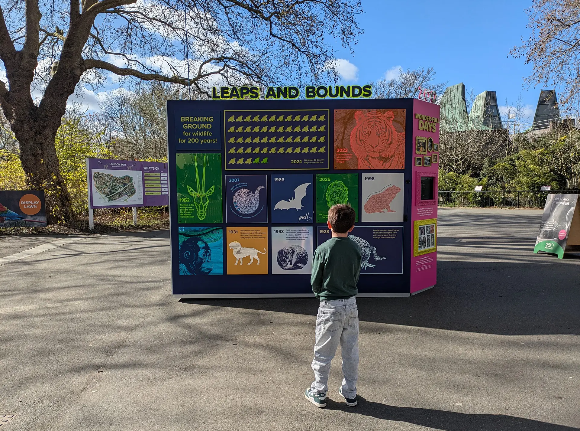 A child looks on at the ZSL at 200 Exhibition at London Zoo