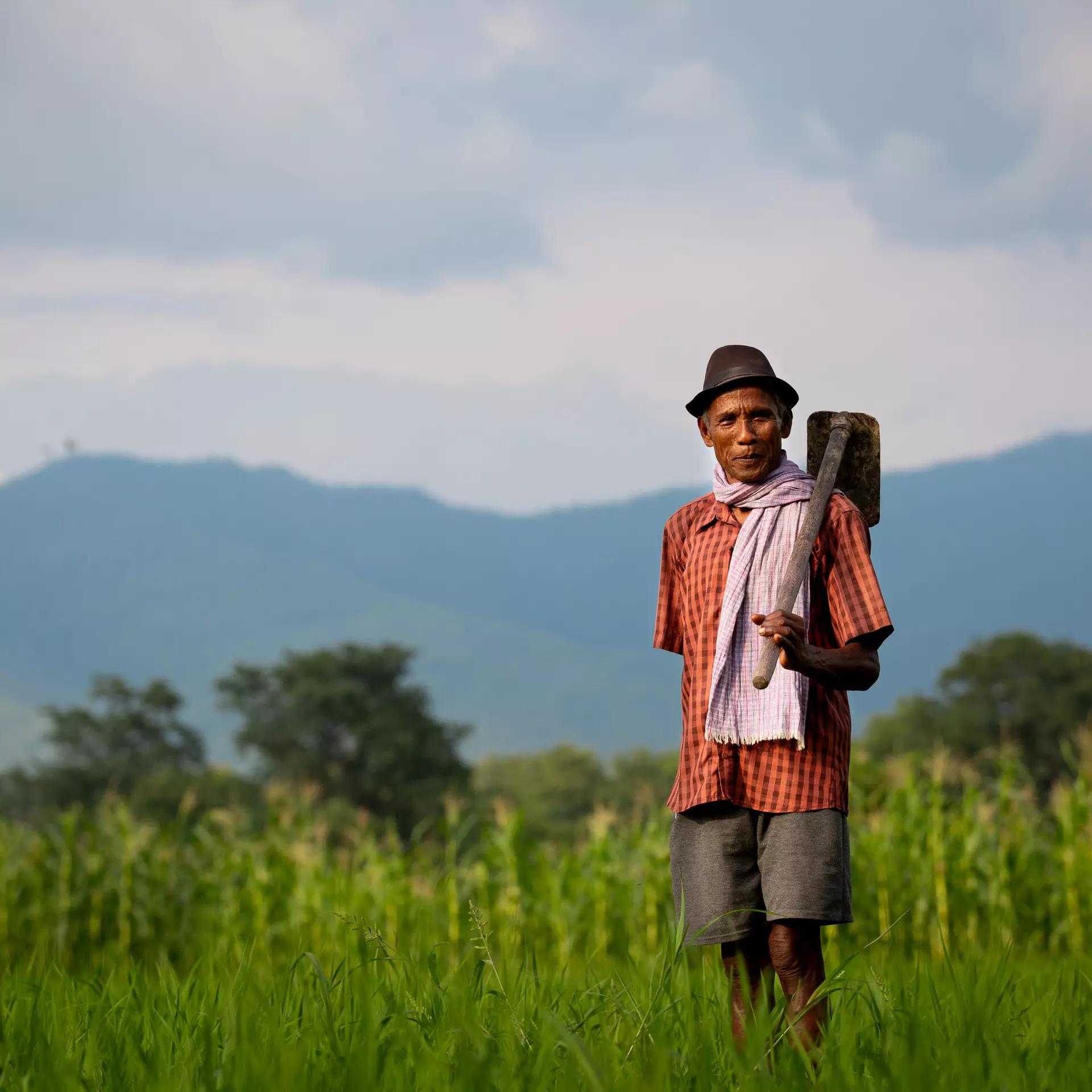 Farmer in Nepal standing in field