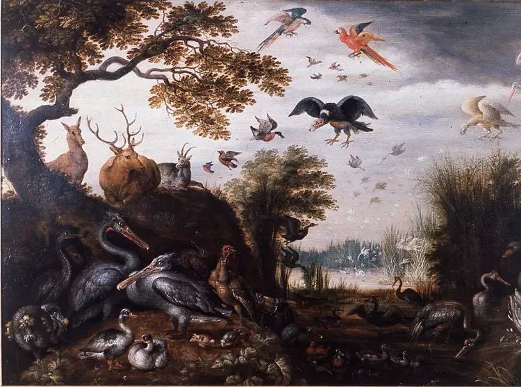 'Dodo in landscape with animals', Roelandt Savery painting