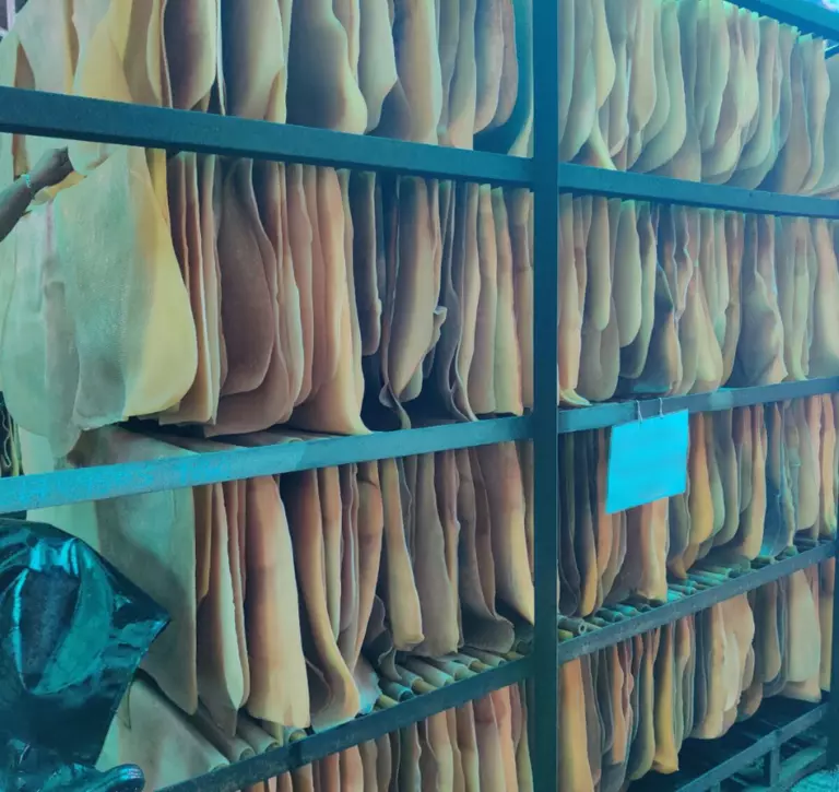 Rubber sheets hanging at a rubber factory in Thailand