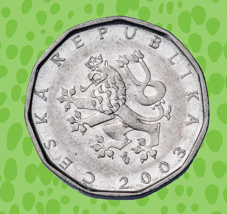 Bohemian lion on Koruna coin