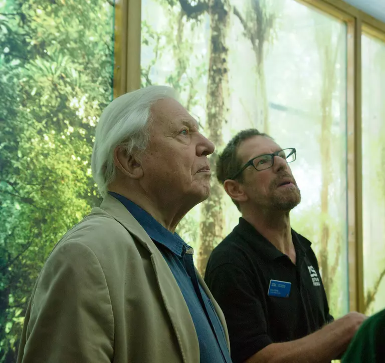 Sir David Attenborough and zookeeper Dave Clarke at London Zoo