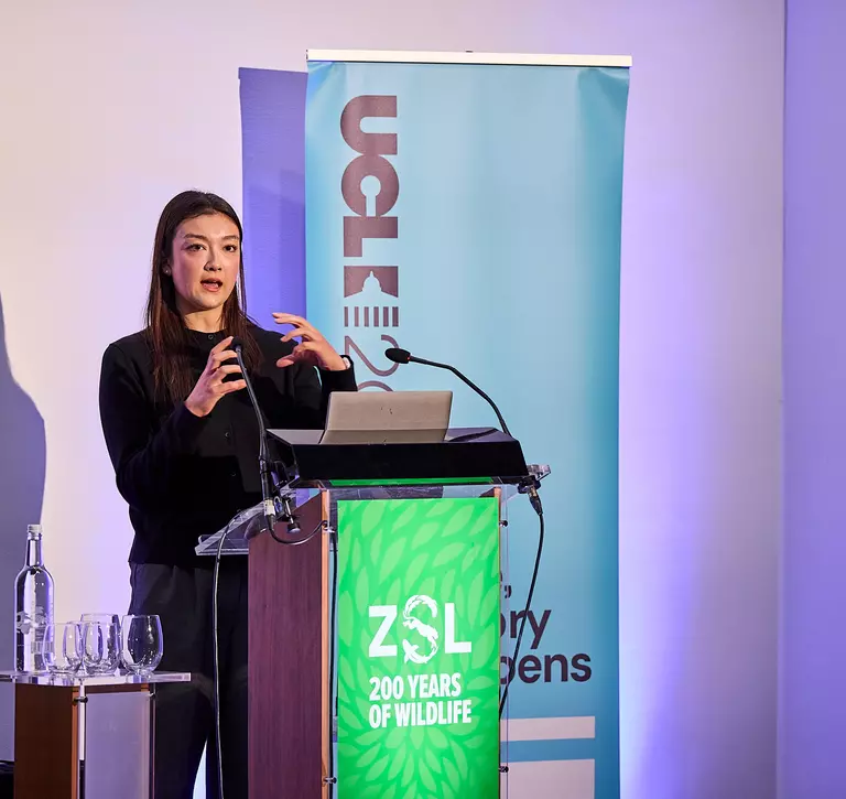 Mei McFeely presenting at UCL ZSL event